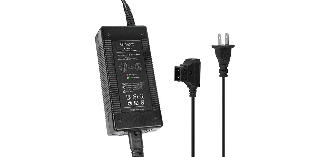 Gimpro Tap50 D-tap charger cable is used for external BMPCC batteries like v-mount power supplies and grips. It has an stable input of max. 1A alternating current.