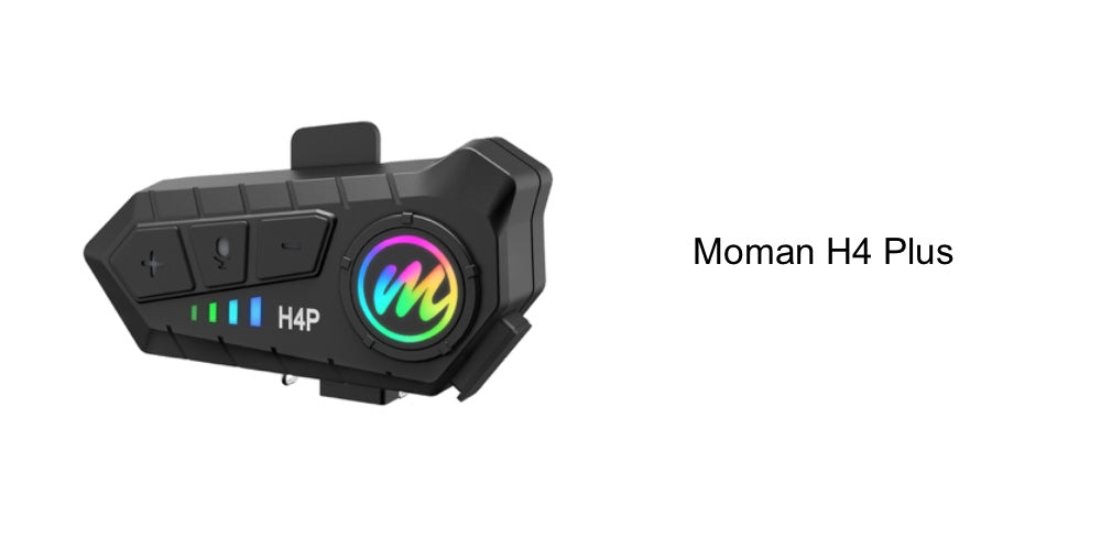 Moman H4 Plus compact wireless headset for motorcycle helmet does not feature the intercom function for communication, however, it can connect to your phone by Bluetooth. It supports voice activated operations.