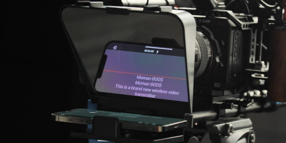 Moman teleprompter for iPad has a portable and duarble body for recording Youtube videos.