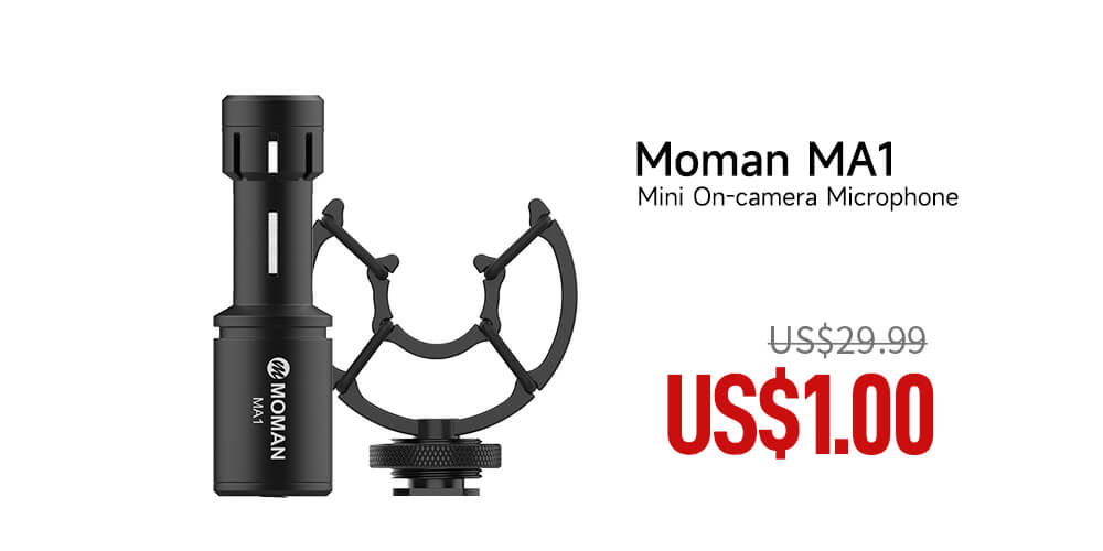 Moman MA1 is a best budget camera-mounted microphone. It is of the cardioid polar patten for clean and crisp sound, blocking the unwanted noise effectly.