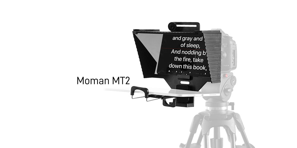 Moman MT2 best vlog teleprompter for smartphone is packed with a handheld grip, which can turn into a small tripod. It is ideal for travel vlogging and on-the-go recording.