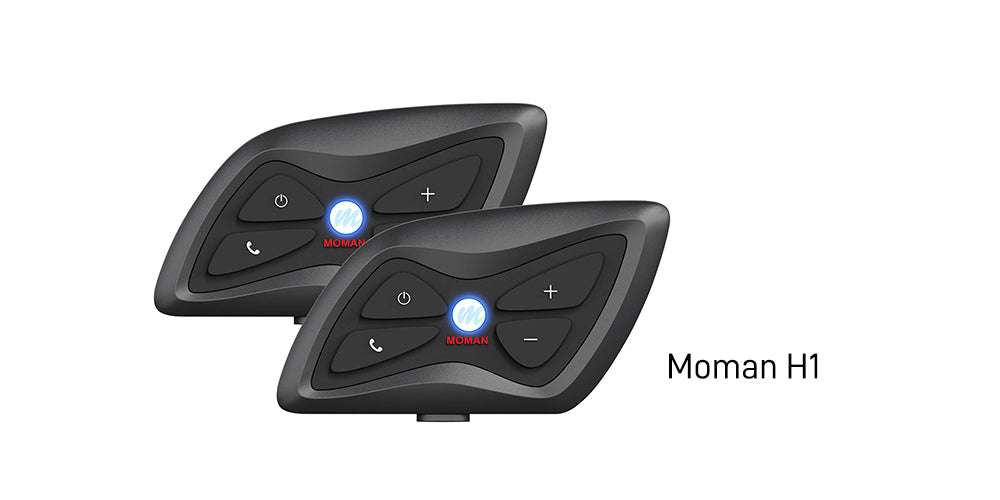 Moman H1 features simple design of four buttons for operation yet it is powerful enough to deliver pure and clear sound, suppressing the wind noise on the road.