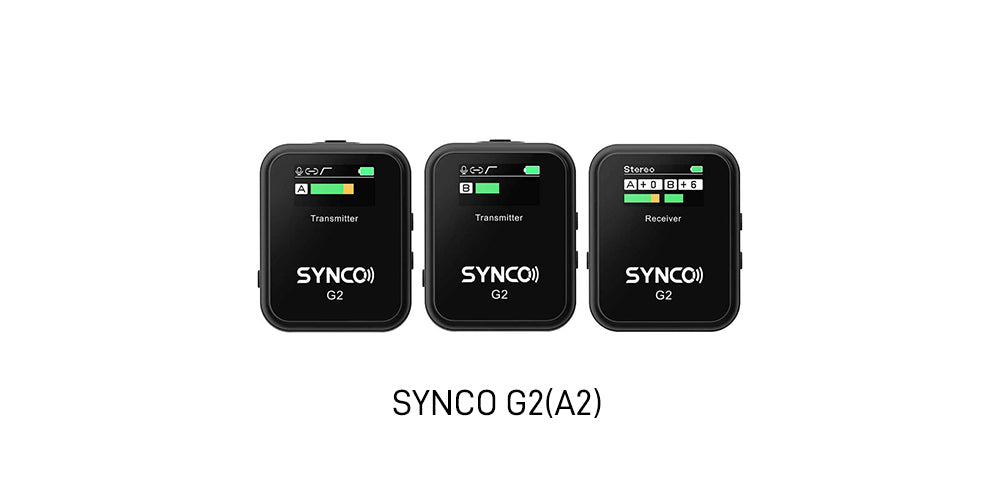 SYNCO G2(A2) best affordable wireless microphone for Youtube videos has a mini body. It features a TFT on both the receiver and transmitters for real-time monitoring.