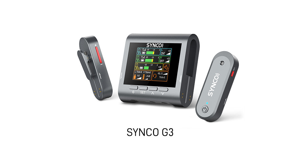 SYNCO G3 is built of ABS materials for sturdy construction. It is lightweight and small, supporting 3-channel recording in filmmaking, Youtube video recording, etc.
