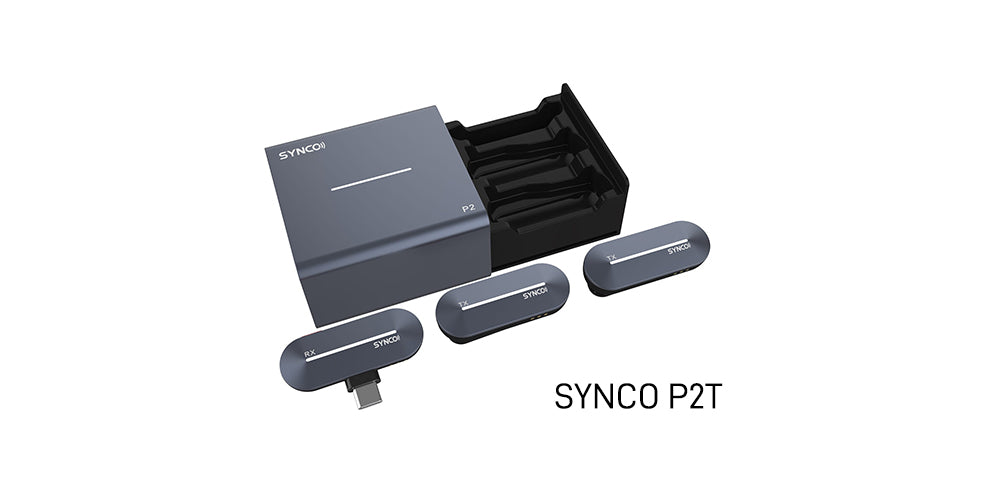 SYNCO P2T samll wireless microphone for Android phones is compact and versatile. It is designed to have a fast-charging case.