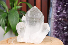 Large clear quartz cluster