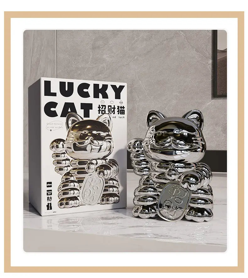 Silver Puffy Lucky Cat – 🈹 JAPAN BOX