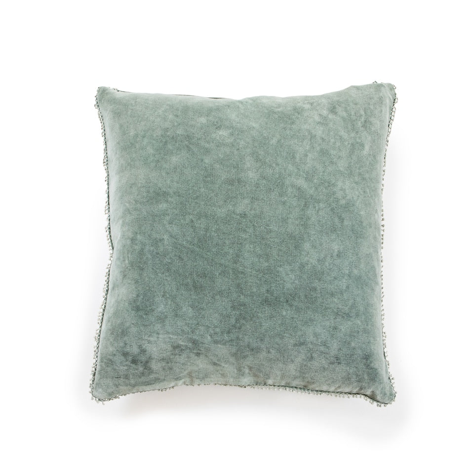 Velvet Pillow with Pom Pom Trim (4 Colors) - Jack and Jill Boutique