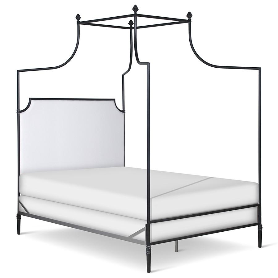 Upholstered Canopy Bed 43856 | Metal canopy bed with upholstered Olivia headboard panel