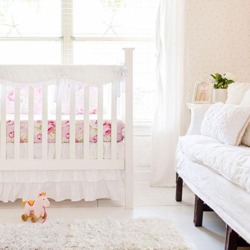 White Nursery Bedding Set I Crib Rail Cover Crib Skirt Jack