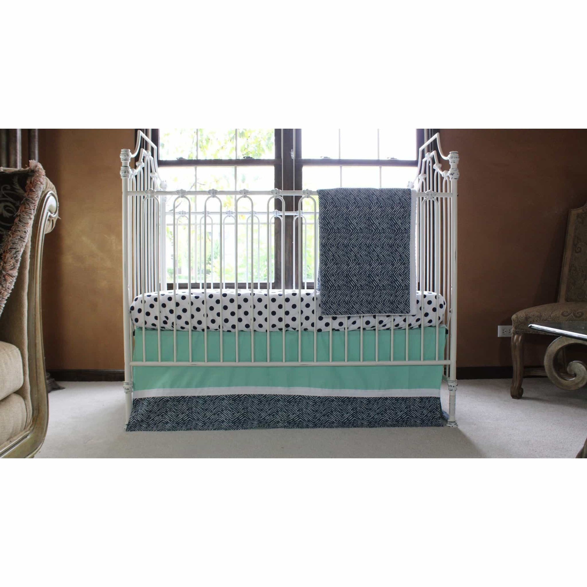 Alexander S Mint And Navy Chevron Crib Bedding Daybed Bedding