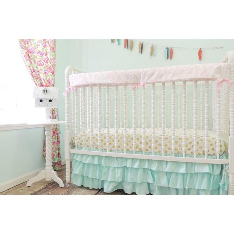 pink and gold baby bedding
