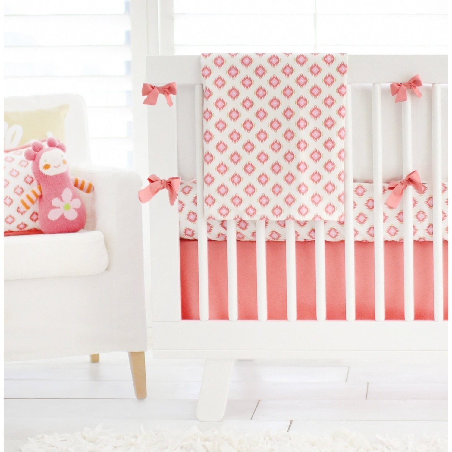 pink and gold baby crib bedding