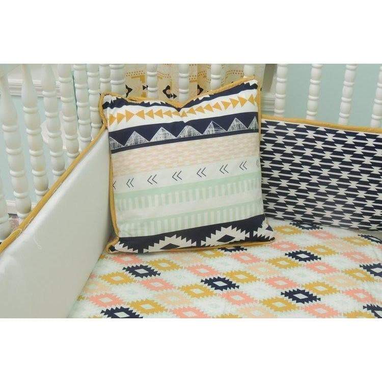 Aztec Tiered Baby Bedding Navy Blue Aqua Crib Bedding Set