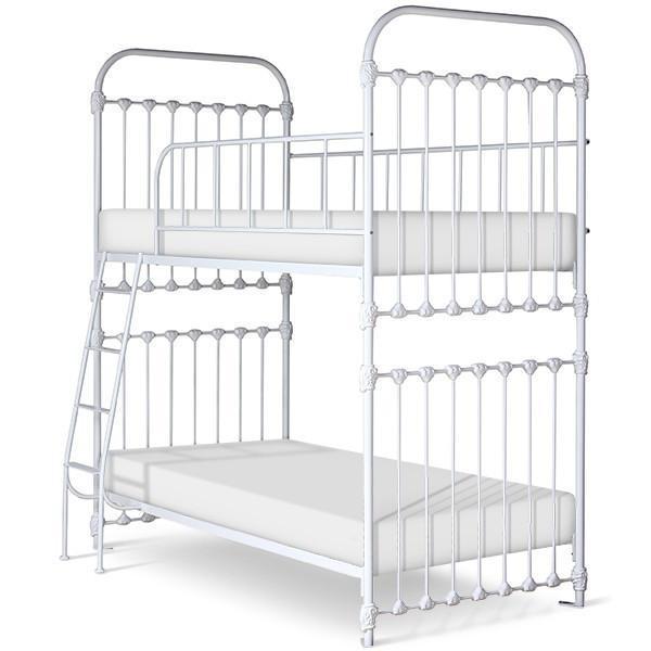 white iron bunk beds