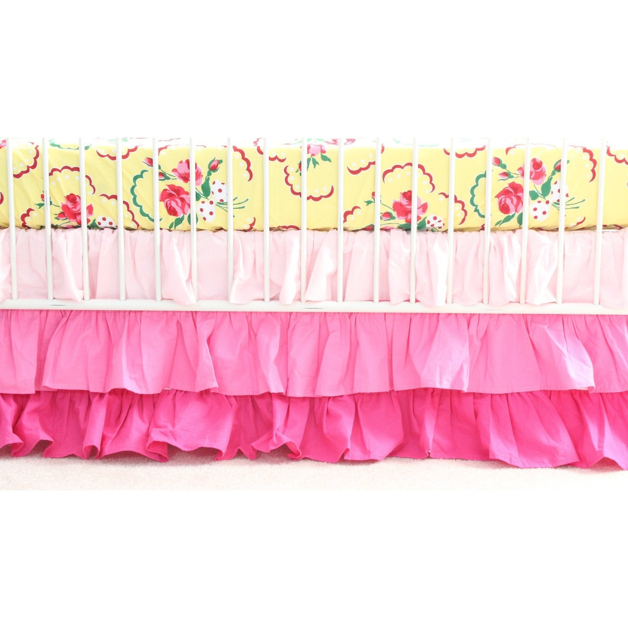 pink and yellow crib bedding