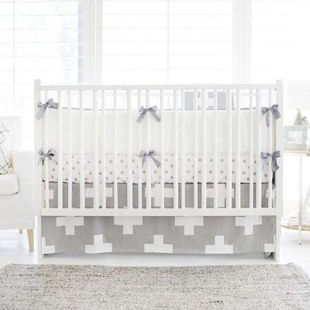 Crib Bumper Gray Swiss Cross Crib Baby Bedding Set Jack And