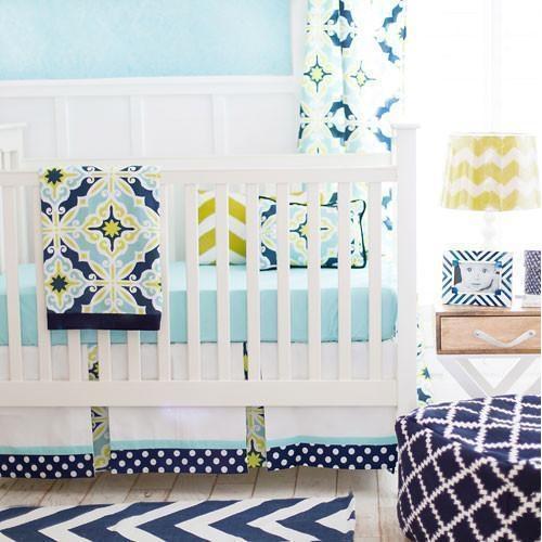 Crib Sheet Lime Green Navy Starburst In Kiwi Crib Baby Bedding