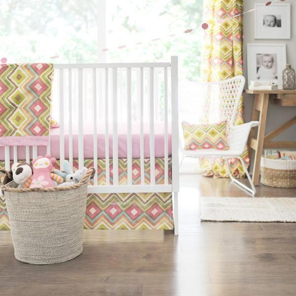 pink and yellow crib bedding