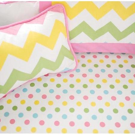 rainbow polka dot crib sheet