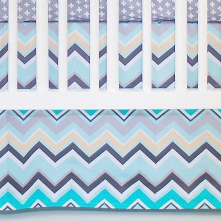 Crib Skirt Aqua Gray Chevron Piper In Gray Caden Lane Sale