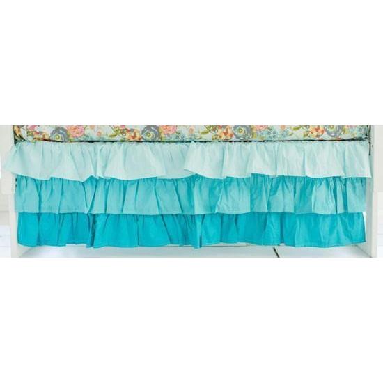 Crib Skirt Aqua Ombre 3 Tier Waterfall Ruffled Caden Lane Sale