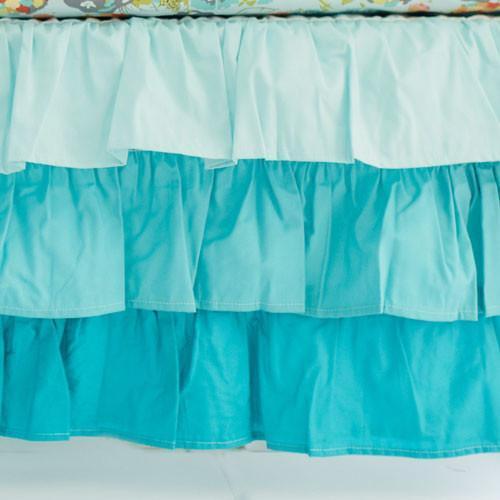 Crib Skirt Aqua Ombre 3 Tier Waterfall Ruffled Caden Lane Sale