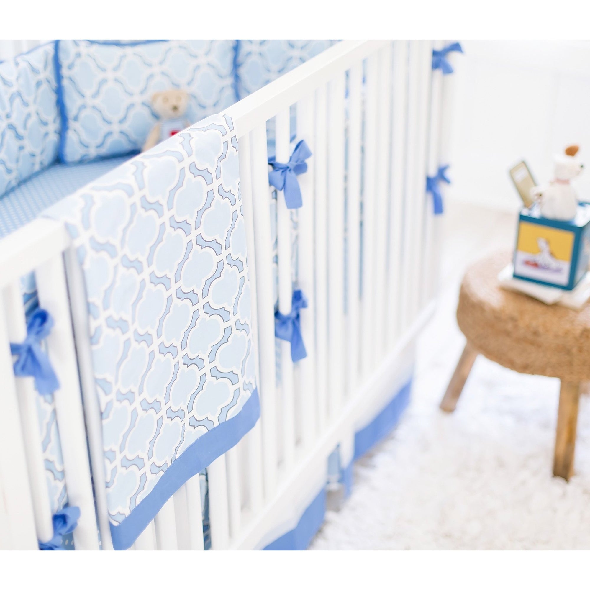 Crib Skirt Blue And White Carousel Caden Lane Sale Compare