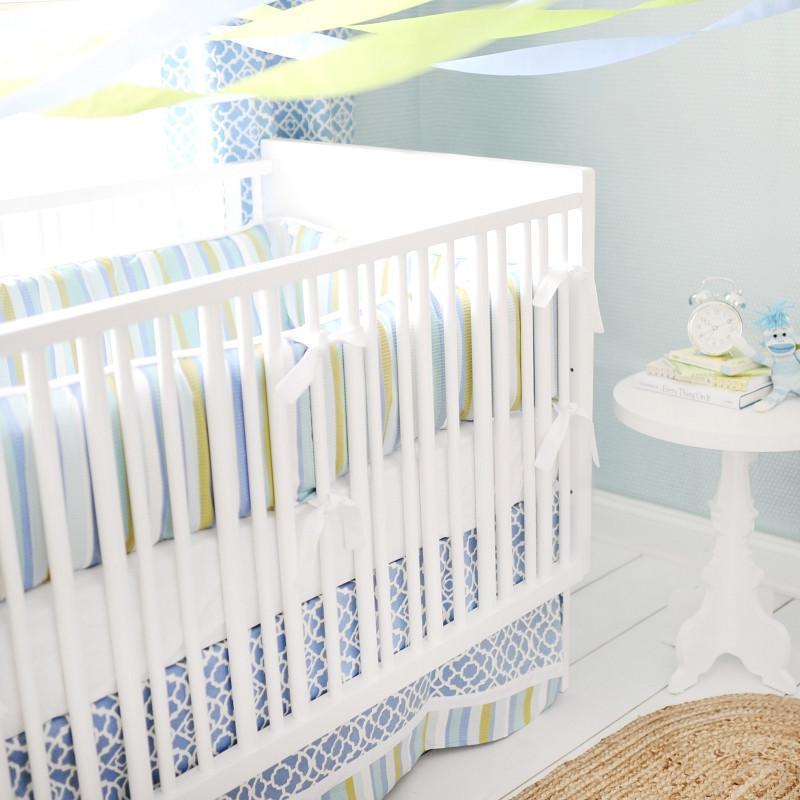 Crib Skirt By The Bay Baby Blue White And Green Caden Lane Sale