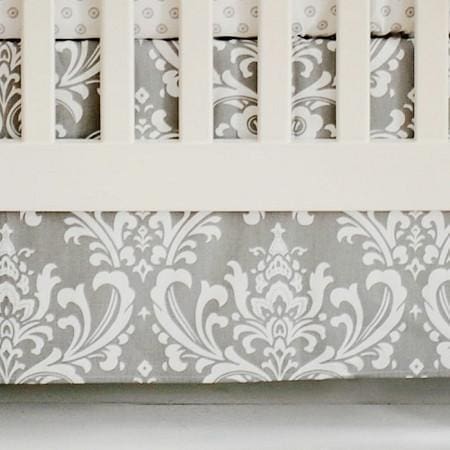 Crib Skirt Lavender Gray Damask Wisteria In Lavender Caden