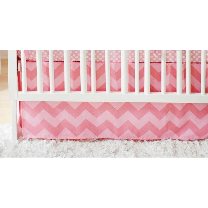 Crib Skirt Pink Chevron Zig Zag Baby In Pink Sugar Caden Lane