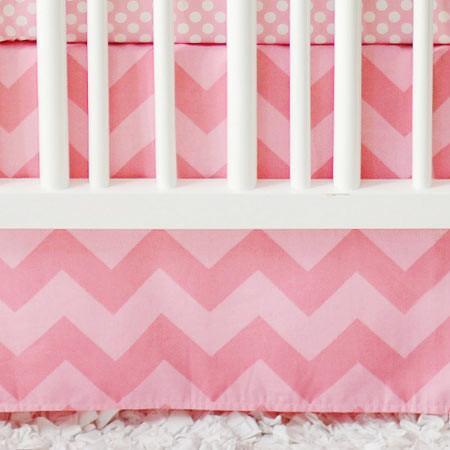 Crib Skirt Pink Chevron Zig Zag Baby In Pink Sugar Caden Lane