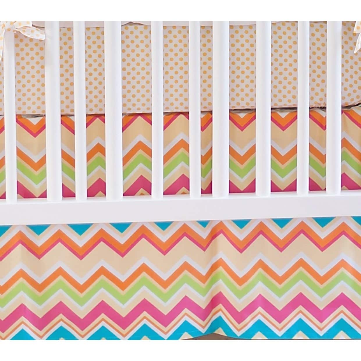 Crib Skirt Yellow Pink Chevron Sunnyside Up Caden Lane Sale