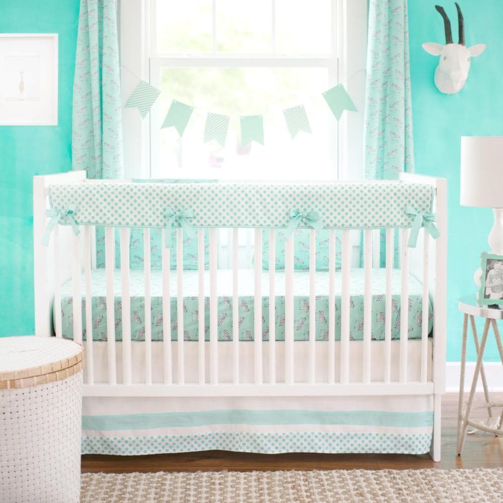 Crib Skirt Zebra Parade In Mint Caden Lane Sale Compare Jack