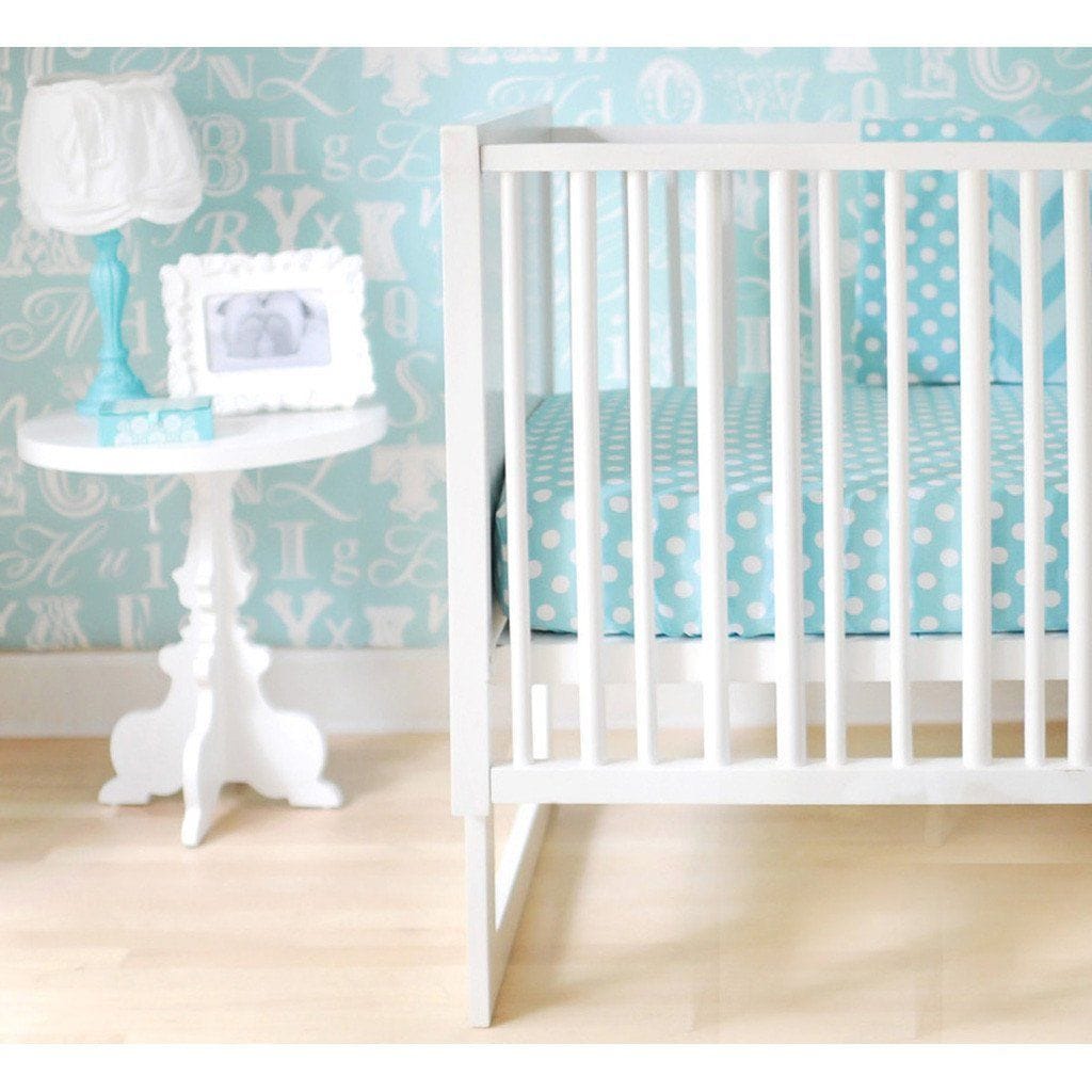 Crib Skirt Zig Zag Baby In Aqua Caden Lane Sale Compare Jack