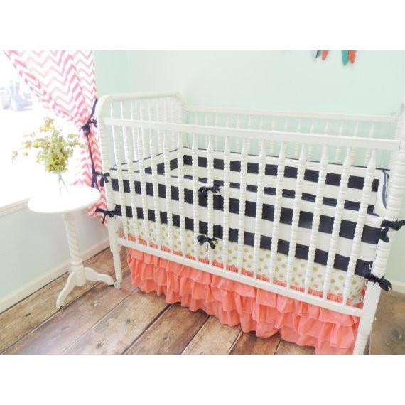 navy blue and pink crib bedding