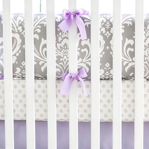 Fitted Crib Sheet Lavender Gray Damask Wisteria Jack And