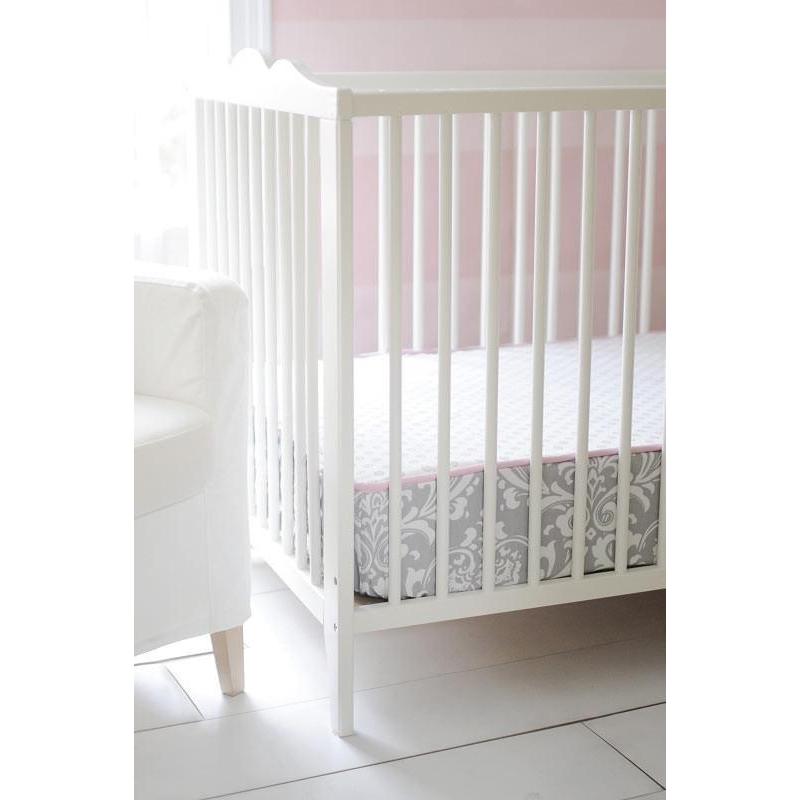 Fitted Crib Sheet With Piping Stella Gray Damask Jack And Jill