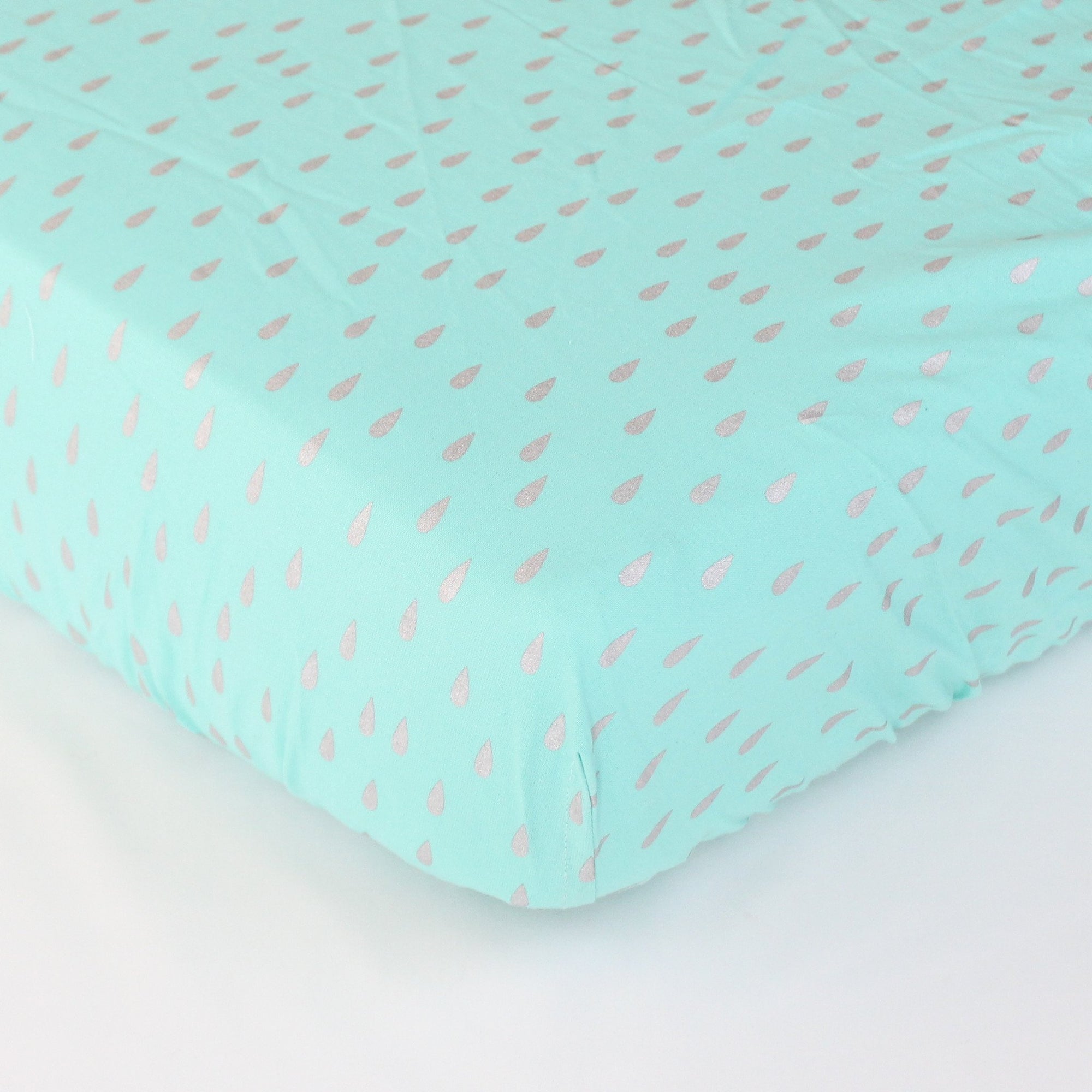 Fitted Crib Sheets Aqua And Metallic Silver Drops Jack And