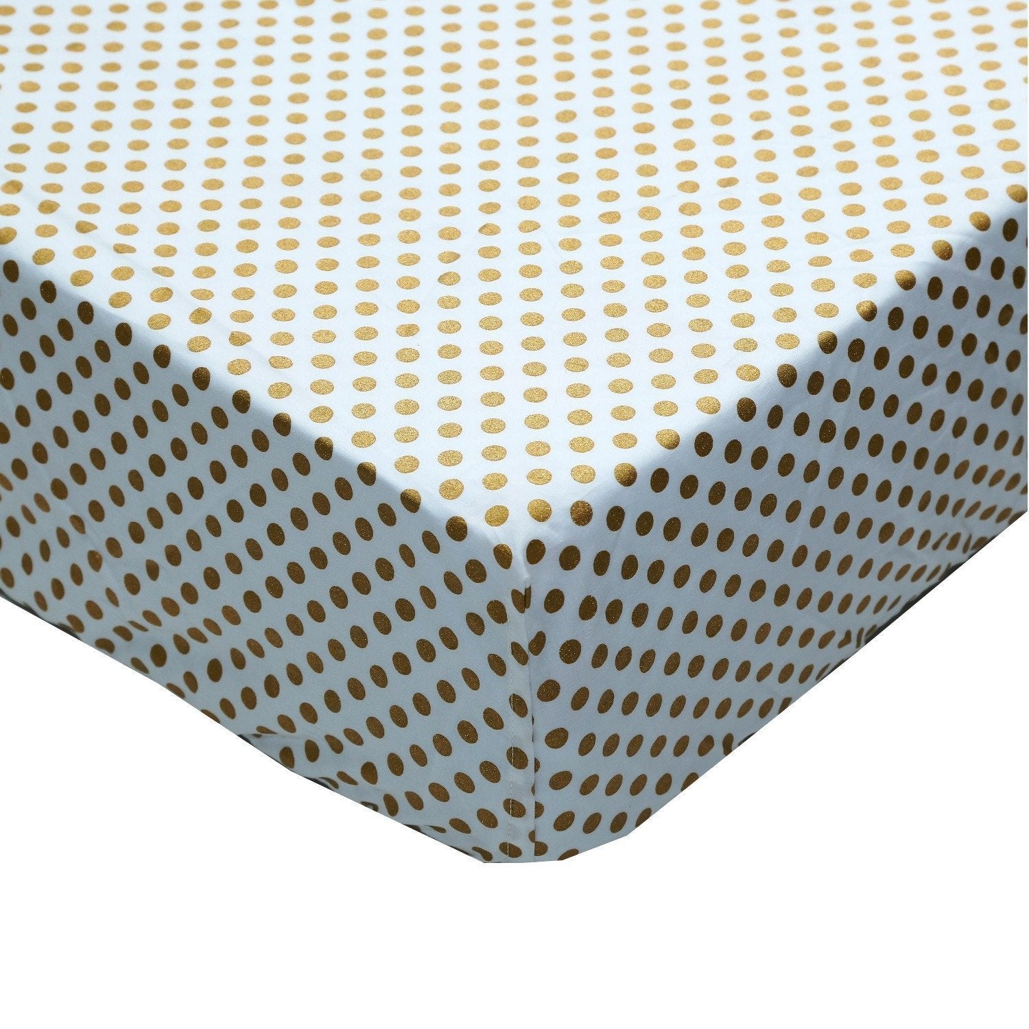 gold polka dot crib sheet