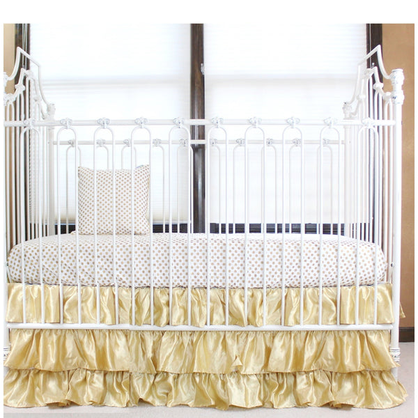 white and gold crib sheet