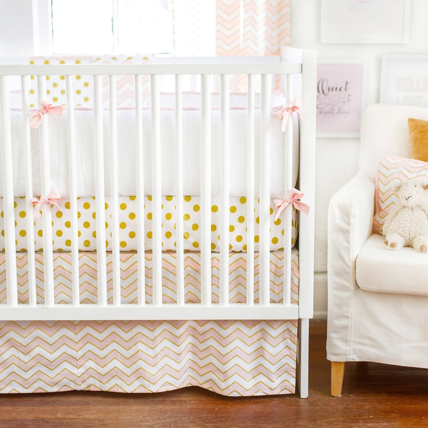 pink and gold baby bedding sets