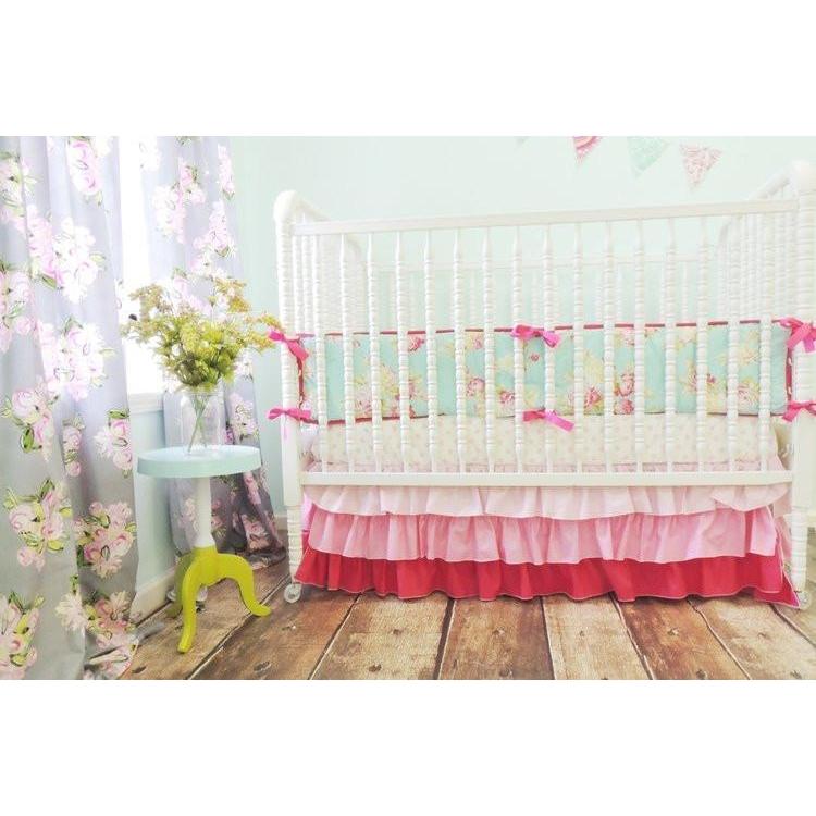 pink and aqua crib bedding