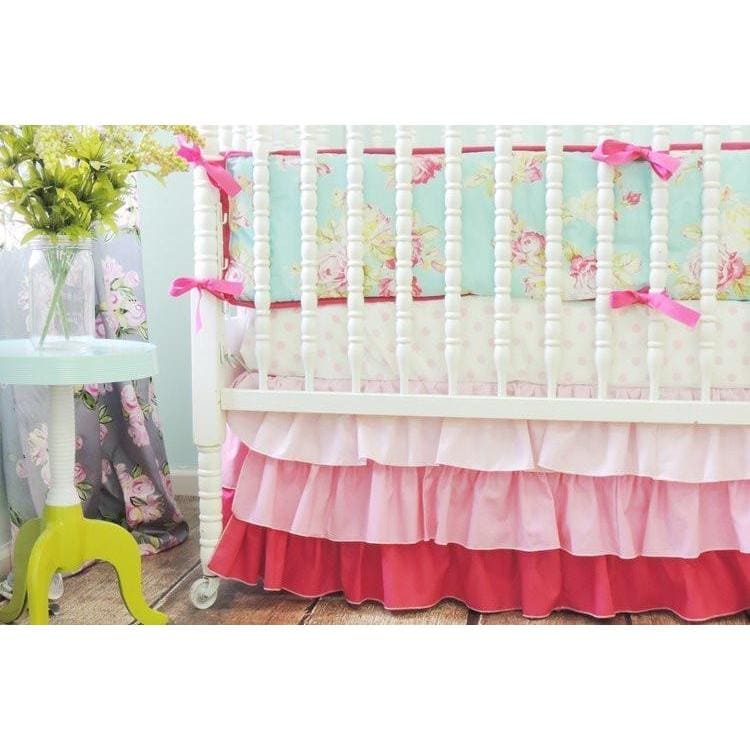 Gradient Skirt Baby Bedding Pink Aqua Crib Bedding Jack And