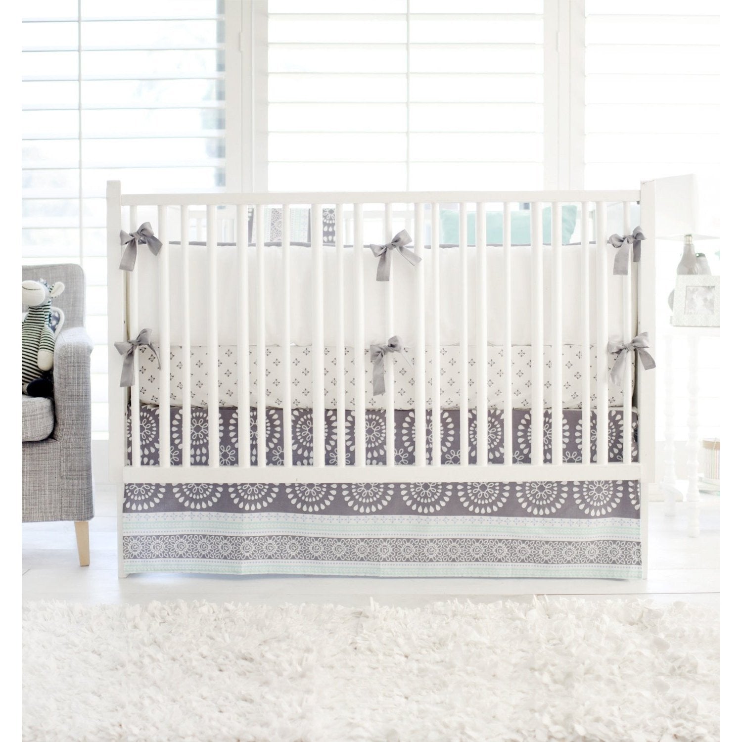 Gray Aqua Harper In Aqua Baby Bedding Set Jack And Jill Boutique