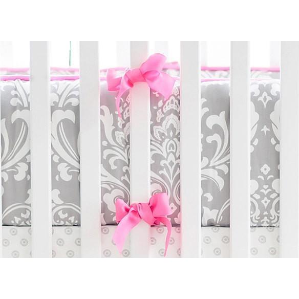 Gray Hot Pink Damask Wisteria Baby Bedding Set Jack And Jill