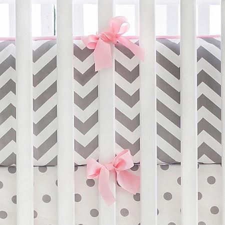 Gray Pink Chevron Crib Baby Bedding Set Jack And Jill Boutique