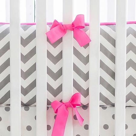 Hot Pink Gray Chevron Baby Bedding Collection Jack And Jill