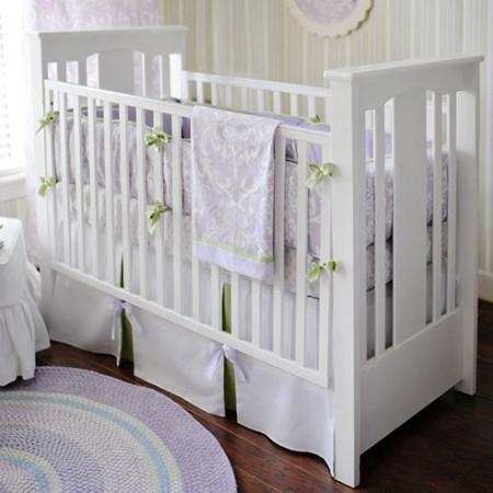 Lavender Gray Damask Wisteria In Lavender Baby Bedding Set Jack And Jill Boutique