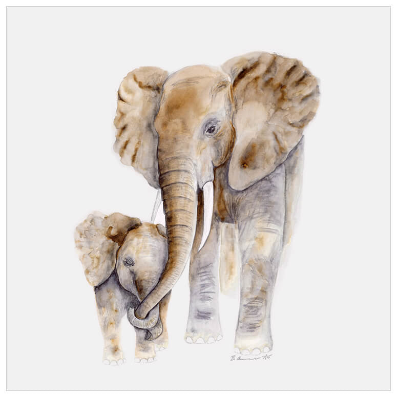 Elephants Mom & Two Babies Multilayer Mandala Wall Art